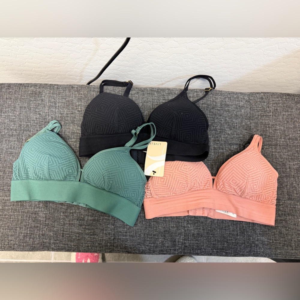 Lively Black, Green & Pink Bralette Bras Intimates NWT